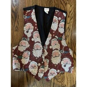 Vintage Backroad Blues Christmas Women’s Santa Tapestry Vest Size XL Grandma EUC
